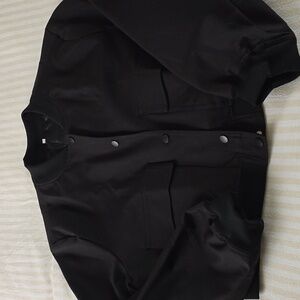 Button Down Bomber Jacket Drop Shoulder Short Cropped Coat Outwear Size:Large